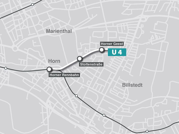  Grafik Streckenabschnitt U4 Horner Rennbahn bis Horner Geest