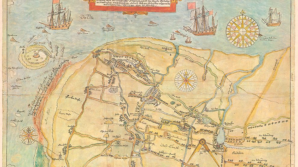Ganzes Kartenblatt der Karte vom Amt Ritzebüttel 1594