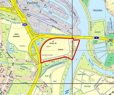 Lageplan zum Bebauungsplanentwurf Wilhelmsburg 86 