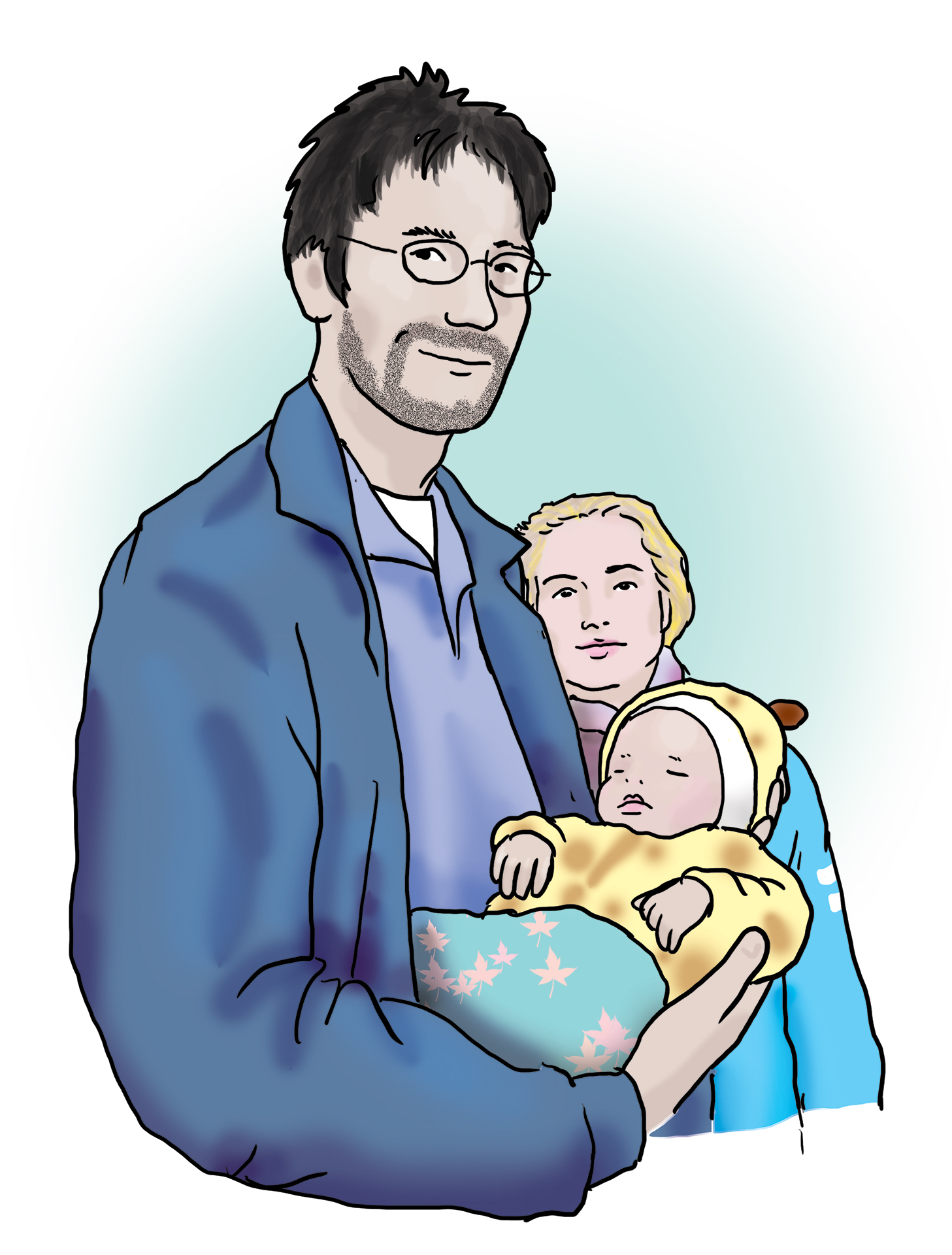 Eine junge Familie mit einem Baby