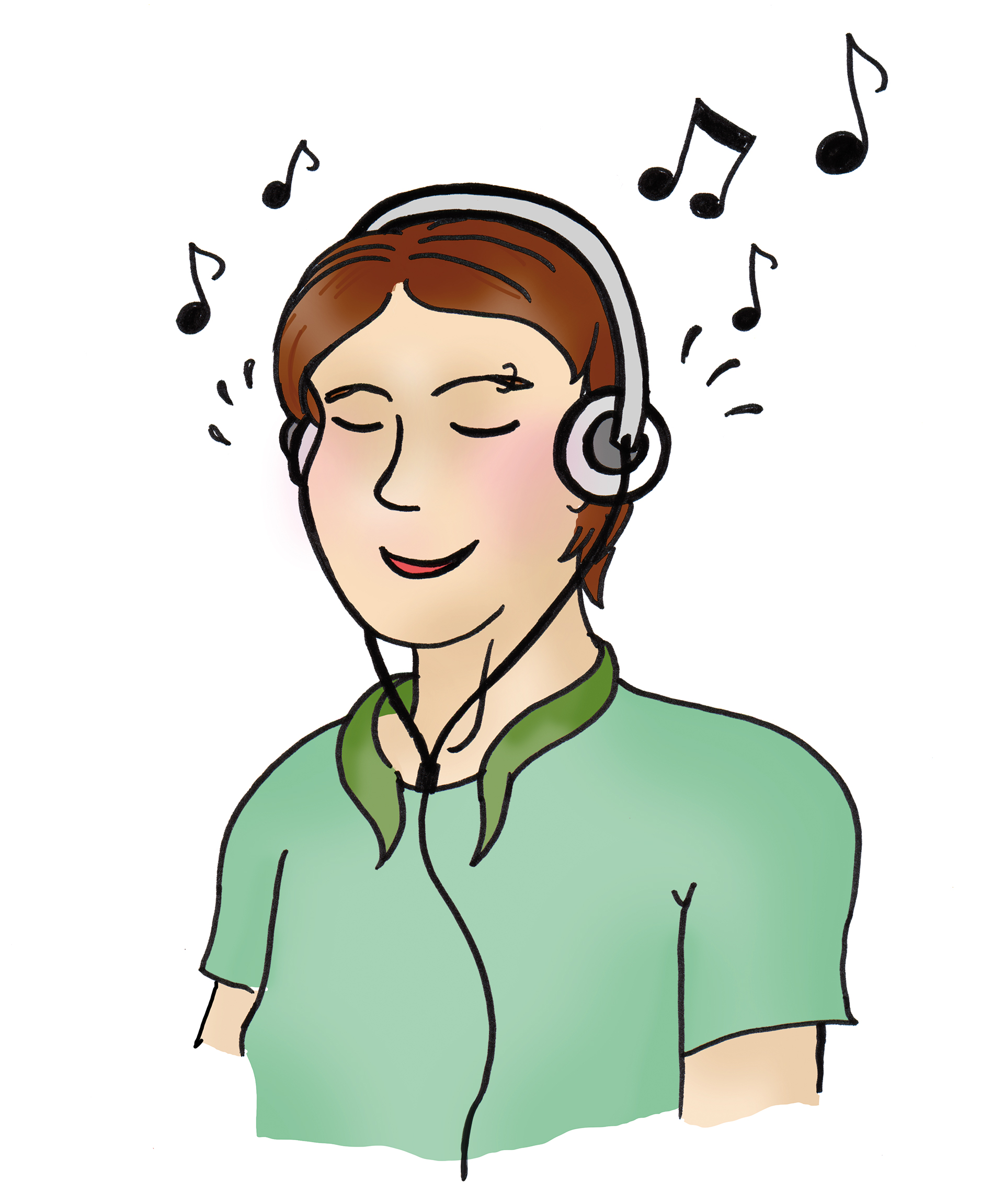 Ein Mann hört mit Kopfhörer Musik
