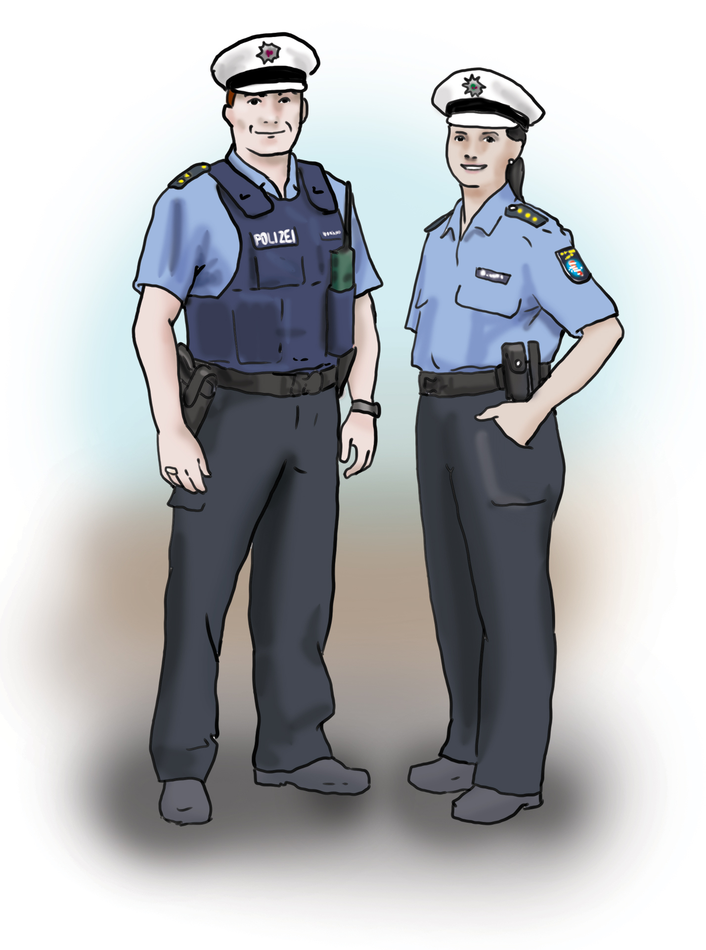 Zwei Menschen in Polizeiuniform