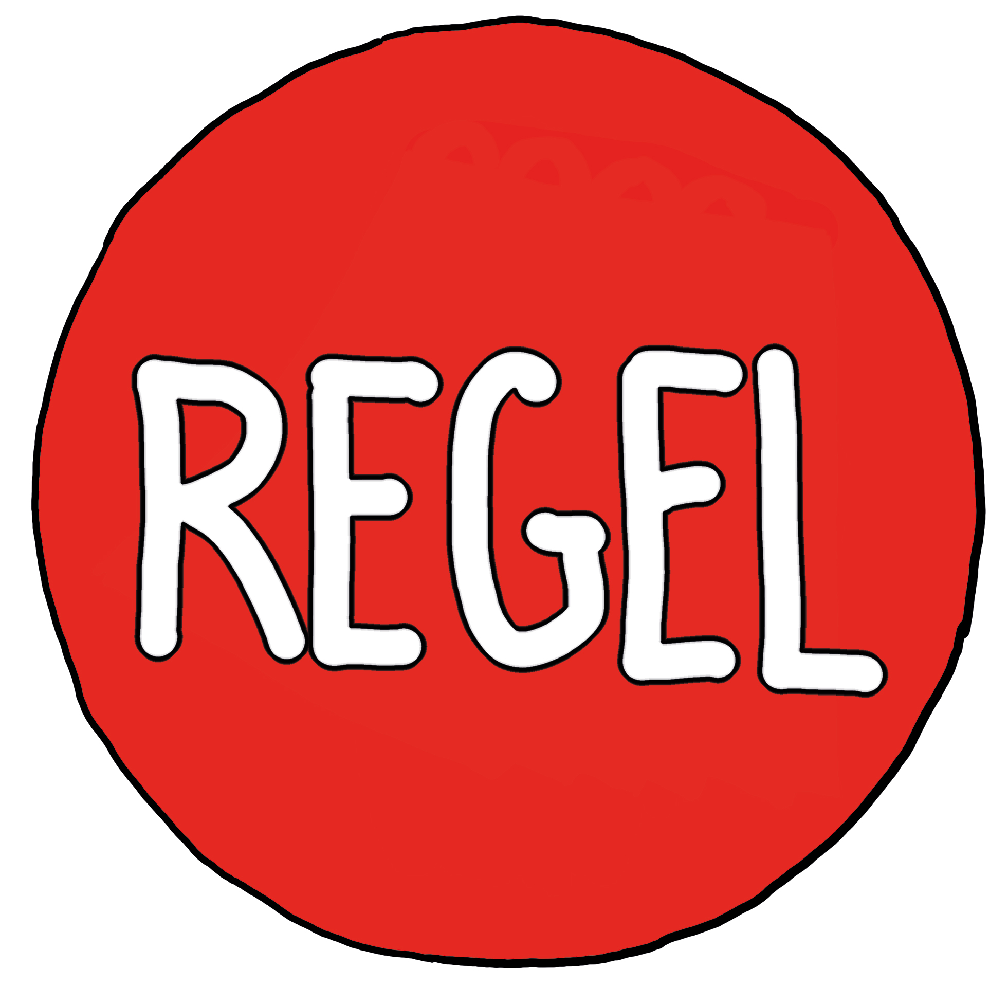 Das Wort "Regel" auf einem roten Kreis - Symbol für Regel