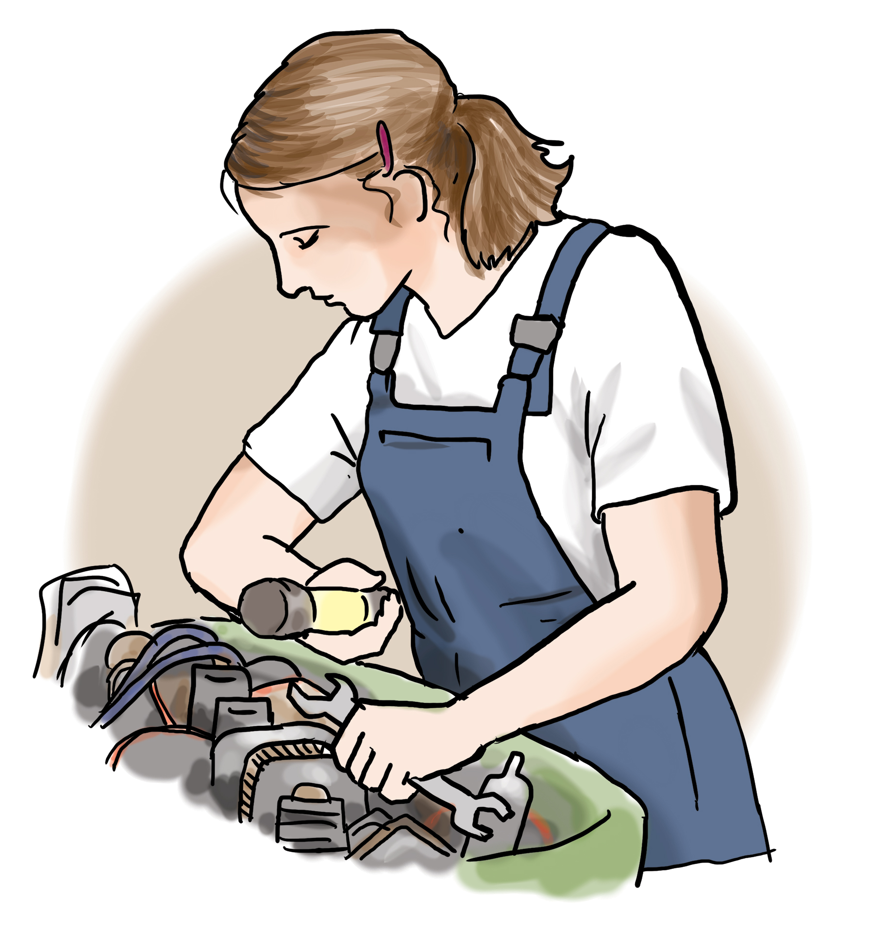 Eine Frau arbeitet als Mechanikerin