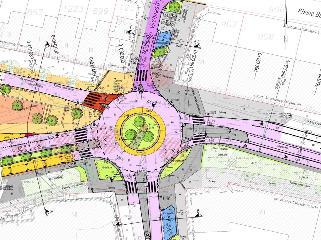 Kartendarstellung über die Baumaßnahme zum Umbau einer Kreuzung zum Kreisverkehr im Bezirk Altona.