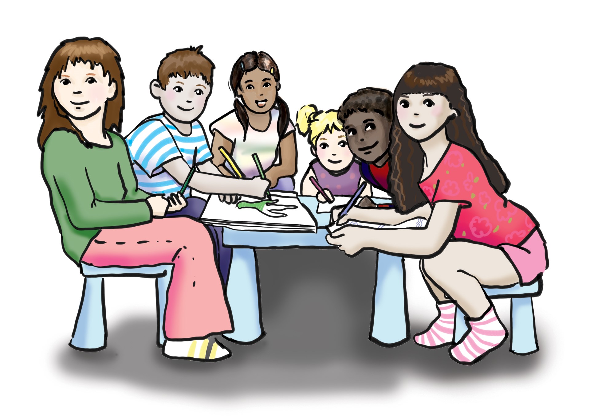 Kinder an einem Tisch