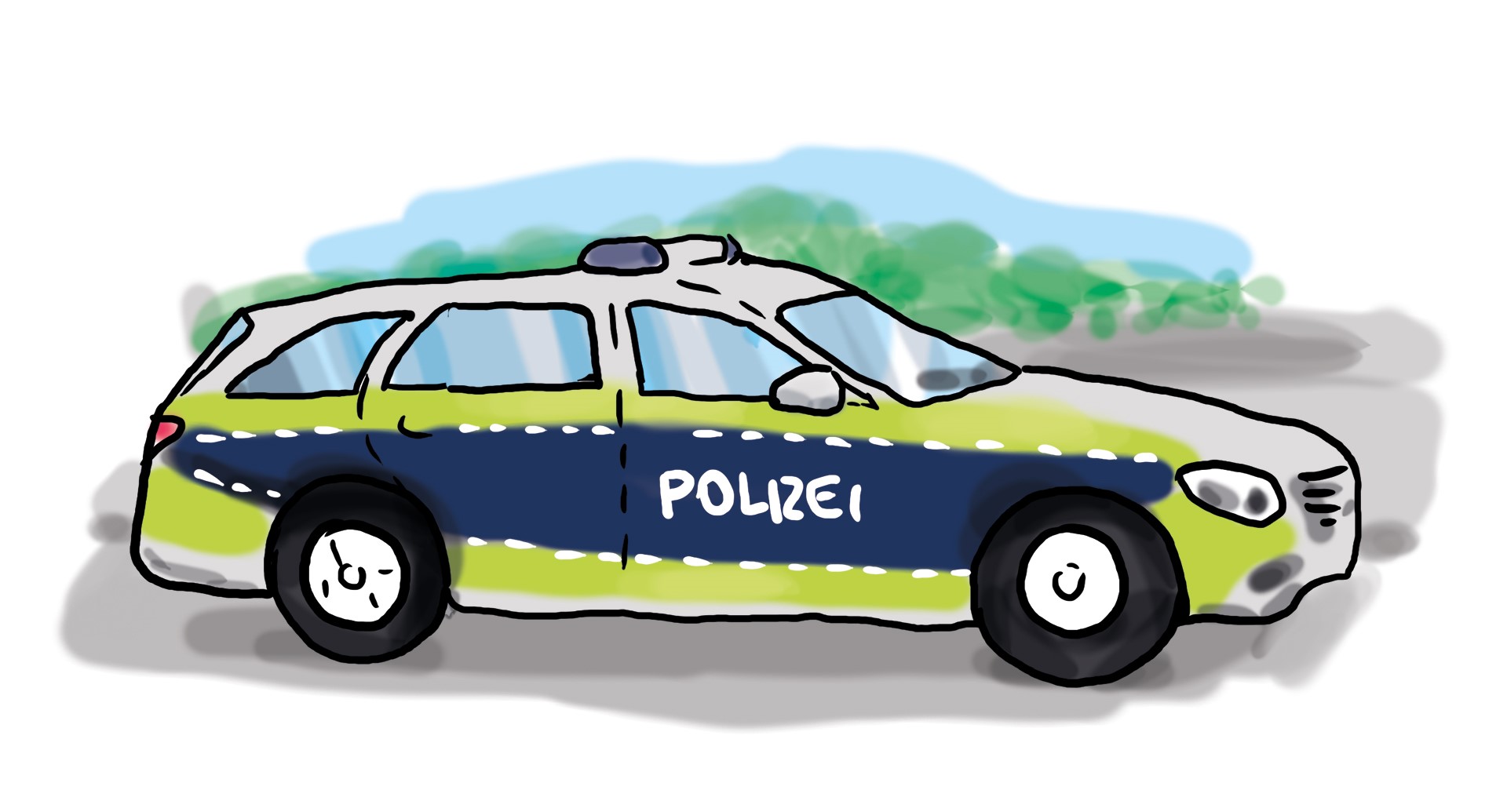Ein Polizeiauto fährt