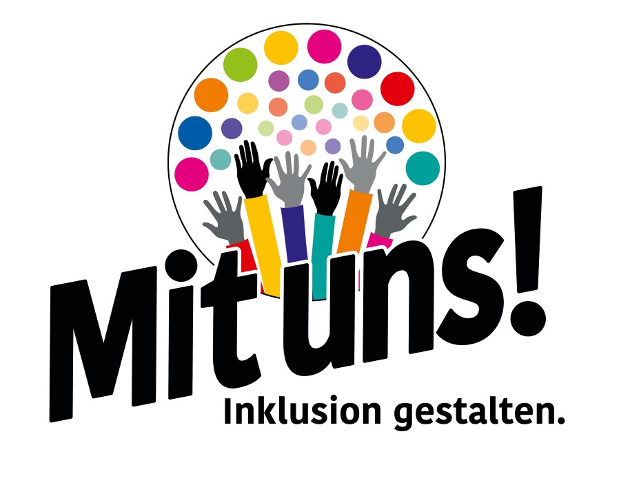 "Mit Uns! Inklusion gestalten" - Logo zum Beteiligungsverfahren zur Weiterentwicklung des Landesaktionsplans zur Umsetzung der UN-Behindertenrechtskonvention