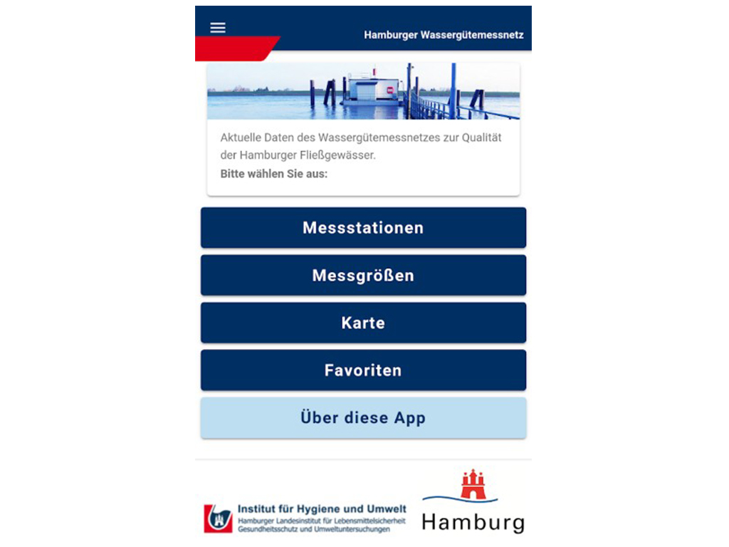Startseite Gewässerdaten Hamburg App