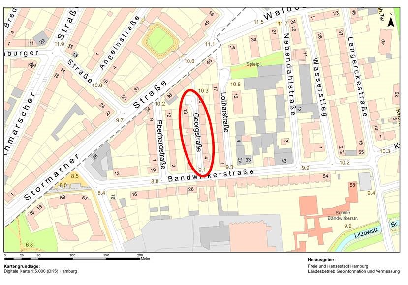 Lageplan zur Neuordnung des ruhenden Verkehrs in der Georgstraße