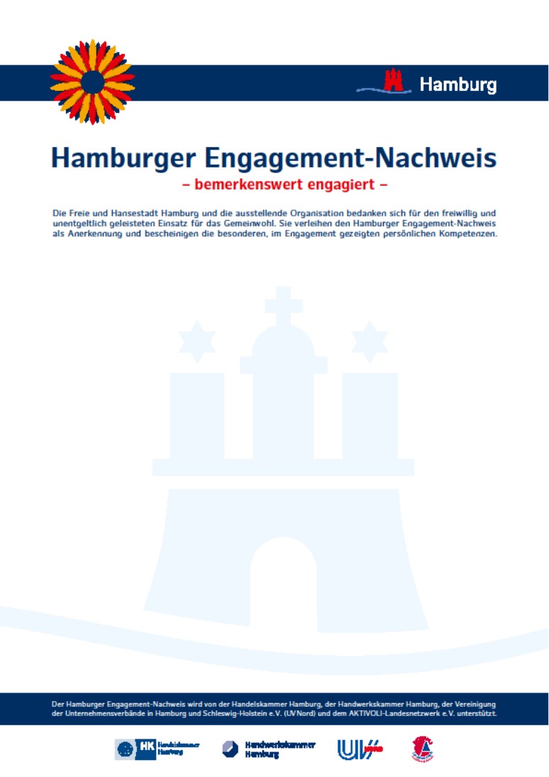 blanko Dokument Hamburger Engagement-Nachweis