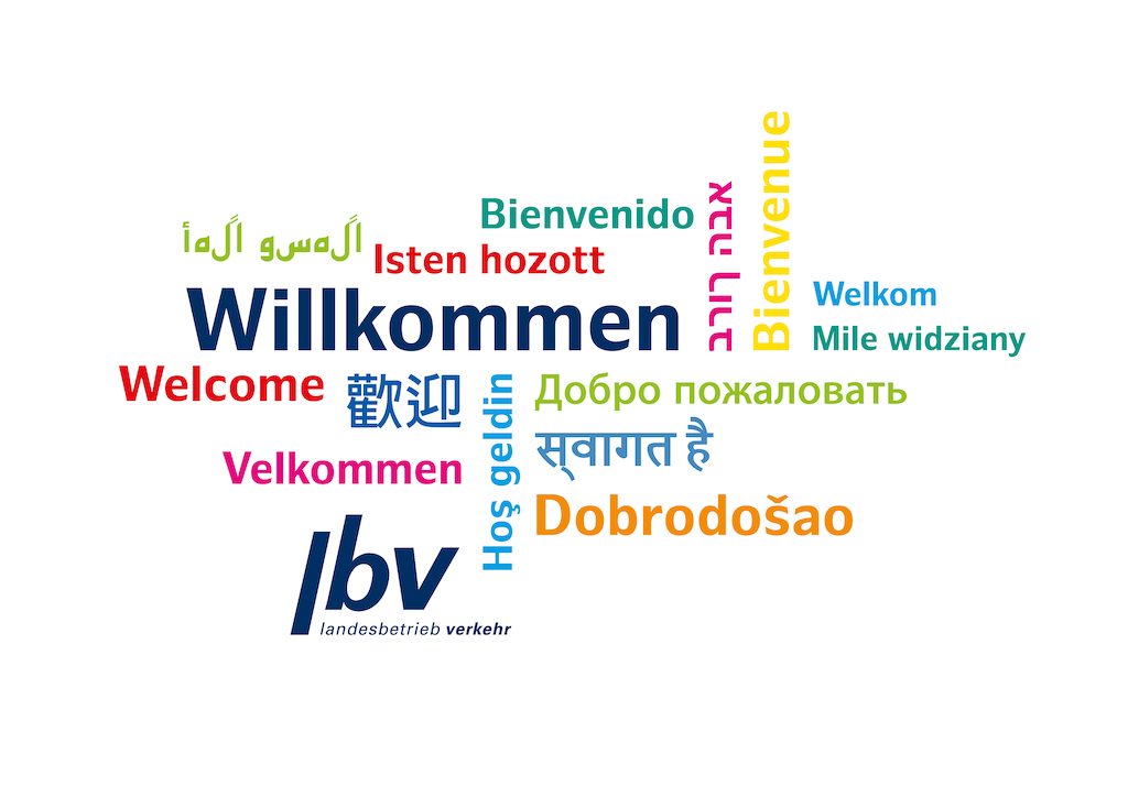 Eine Grafik, bei der das Wort "Willkommen" in verschiedenen Sprachen dargestellt wurde.