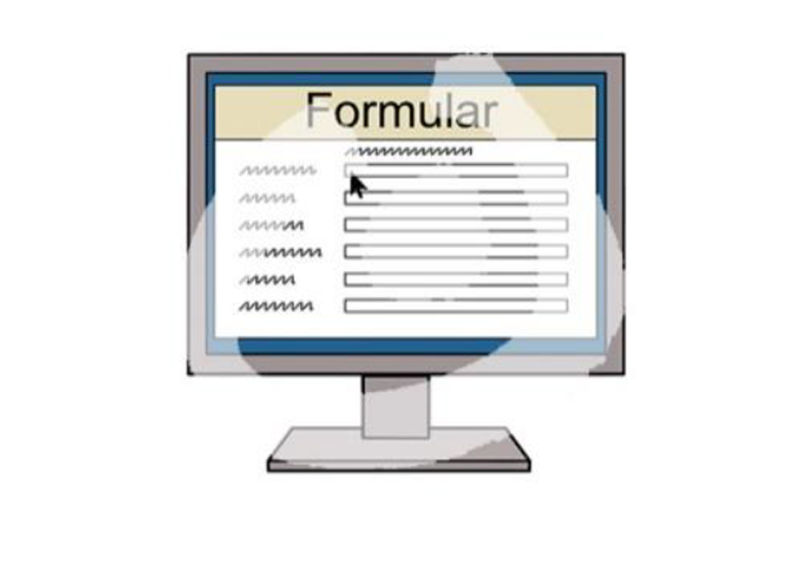 Computer-Bildschirm mit einem geöffneten Formular