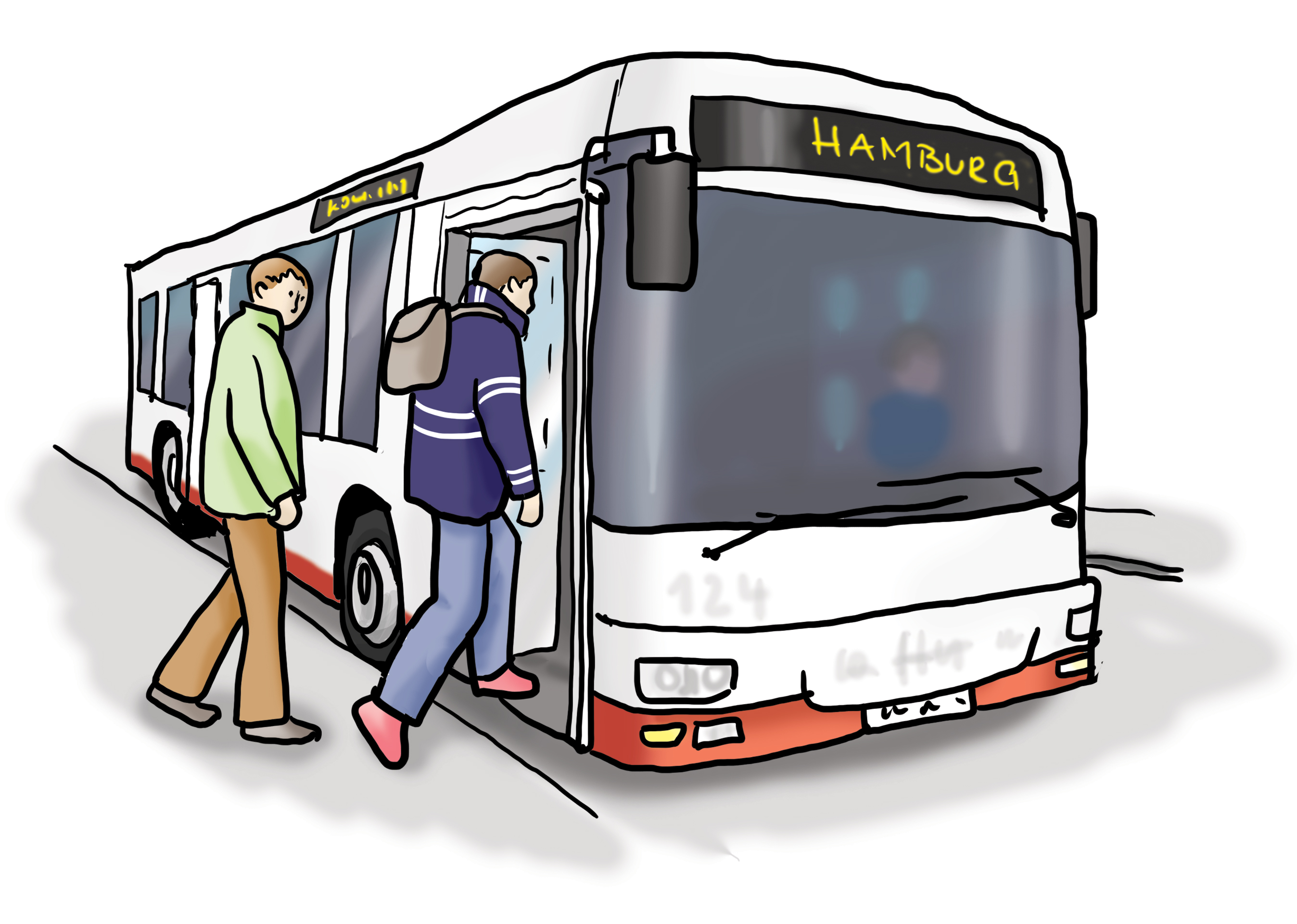 Ein Bus in Hamburg in den Menschen einsteigen