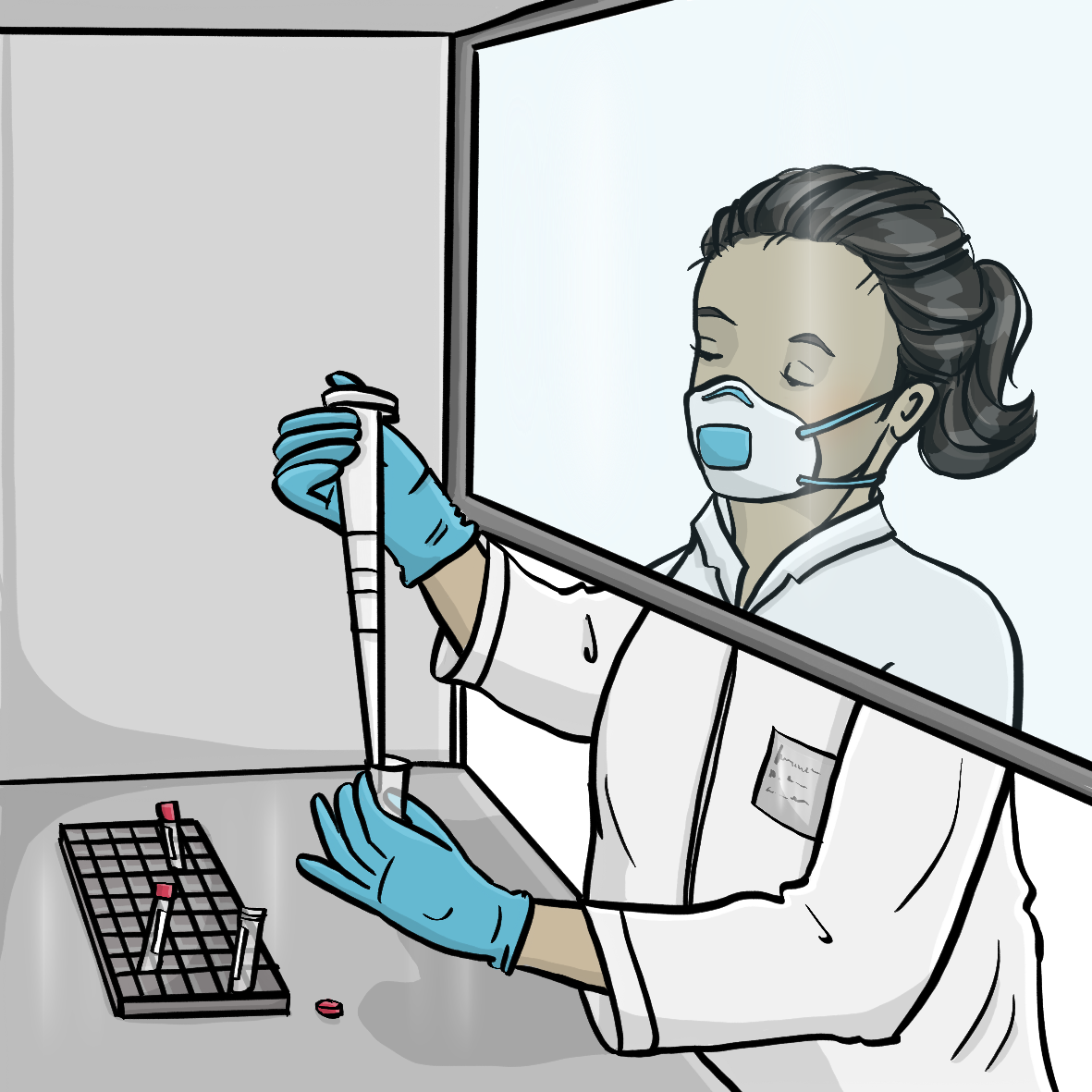 Eine Person untersucht Proben im Labor
