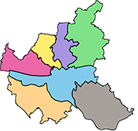 Die sieben Bezirke der Stadt Hamburg
