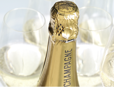 Champagner Flaschenhals in der Nahaufnahme