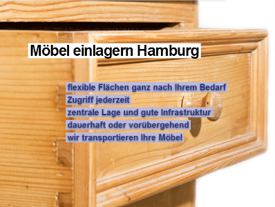 Eine Holzkommode, die obere Schublade steht offen, darüber ein Infotext