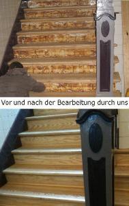 Vor- und Nachbearbeitung einer Treppe, vorher-nachher Foto