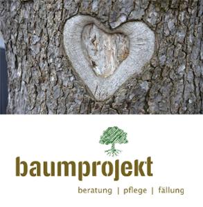 baumprojekt - Baumstamm und Firmenlogo