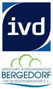 ivd Logo, weiße Schrift auf blauem Untergrund