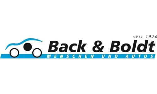 Schwarzer Firmenname mit blauem Balken mit Slogan darunter und schemenhaftem Auto daneben