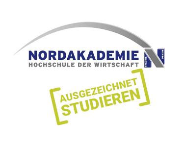 Logo der NORDAKADEMIE mit Zusatz ausgezeichnet studieren