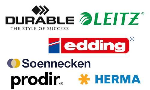 Logos der Marken Durable, Leitz, Edding, Soennecken, Prodir und Herma