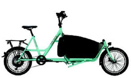 Ein mintgrünes Fahrrad mit Transportablagefach