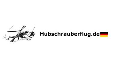 Firmenname in schwarz mit Deutschlandflagge und Hubschrauber