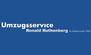 Weißes Logo auf blauerm Hintergrund vom Umzugsservice Ronald Ruthenberg 