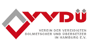 Logo des VVDÜ - Verein der vereidigten Dolmetscher und Übersetzer e.V. 