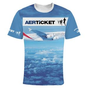 Frontansicht eines bedruckten Shirts mit dem Logo von Aerticket