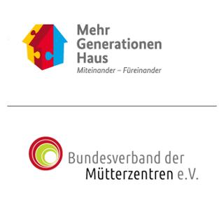 Mehrgenerationenhaus Nachbarschatz e.V. Logo und darunter das Logo vom Bundesverband der Mütterzentren e.V.