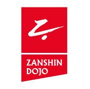 Zanshin Dojo Logo mit rotem Hintergrund und weißer Schrift