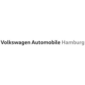 Volkswagen Automobile Hamburg Logo, schwarze und graue Schrift auf weißem Untergrund