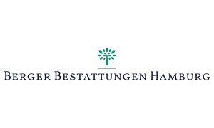 Berger Bestattungen Hamburg Logo, ein grüner Baum und darunter schwarze Schrift auf weißem Untergrund