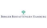 Berger Bestattungen Hamburg Logo, ein grüner Baum und darunter schwarze Schrift auf weißem Untergrund