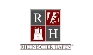 Rot/Graues Logo mit Initialen und Wappen, darunter der Name des Restaurants 