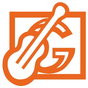 Firmenlogo Gitronik Instrumentenhandel u. Restauration GmbH, orange auf weißem Untergrund
