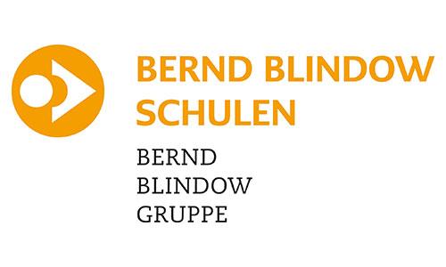Bernd-Blindow-Schulen Gruppe Logo mit oranger Schrift auf weißem Grund