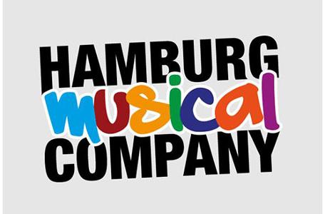 Logo Hamburg Musical Company mit schwarzer und bunter Schrift auf hellem Grund.