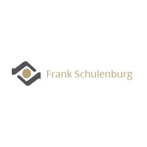 Frank Schulenburg Logo, goldbraune Schrift auf weißem Untergrund