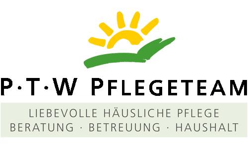 PTW Pflegeteam GmbH Logo mit gelber Sonne und Schriftzug