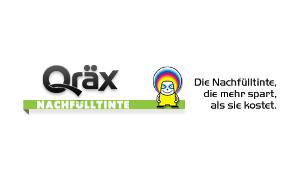 Qräx Logo, schwarze Schrift auf weißem Untergrund