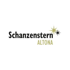 Schanzenstern - Altona Logo, schwarze und grüne Schrift auf weißem Untergrund