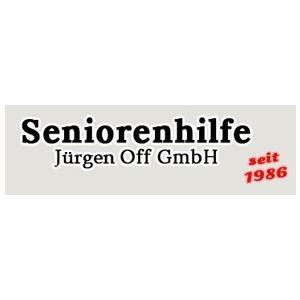 Seniorenhilfe Jürgen Off GmbH Logo, schwarze Schrift mit weißem Rand auf grauem Untergrund