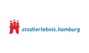 stadterlebnis.hamburg Logo, rote Hammerburg und blaue Schrift