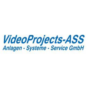 VideoProjects-ASS Anlagen - Systeme - Service GmbH Logo, blaue Schrift auf weißem Untergrund
