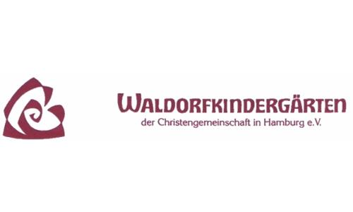 Waldorfkindergärten der Christengemeinschaft in Hamburg e.V. Logo, dunkelrote Schrift auf weißem Untergrund